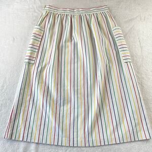 Vintage Rainbow Striped Skirt Women's size 6 28" Large Pockets